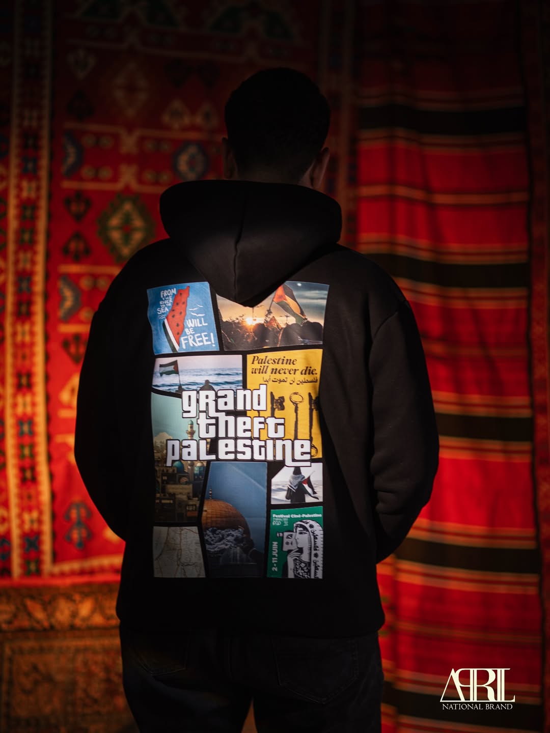 Black Hoodie – Free Palestine Graphic Design (Back Print)