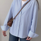 CYRIS Striped Button-Down Shirt with Crop Top & Pants
