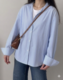 CYRIS Striped Button-Down Shirt with Crop Top & Pants