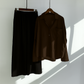 Brown Button-Down Shirt & Black Trousers Set