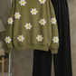 Mehndi Green Daisy Sweatshirt & Trouser Combo