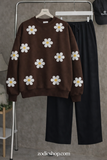 Chocolate Brown Daisy Sweatshirt & Trouser Combo