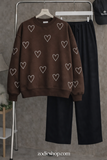 Heart Outline Fleece Sweatshirt – Brown