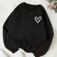 Black Outline Heart Graphic Sweatshirt