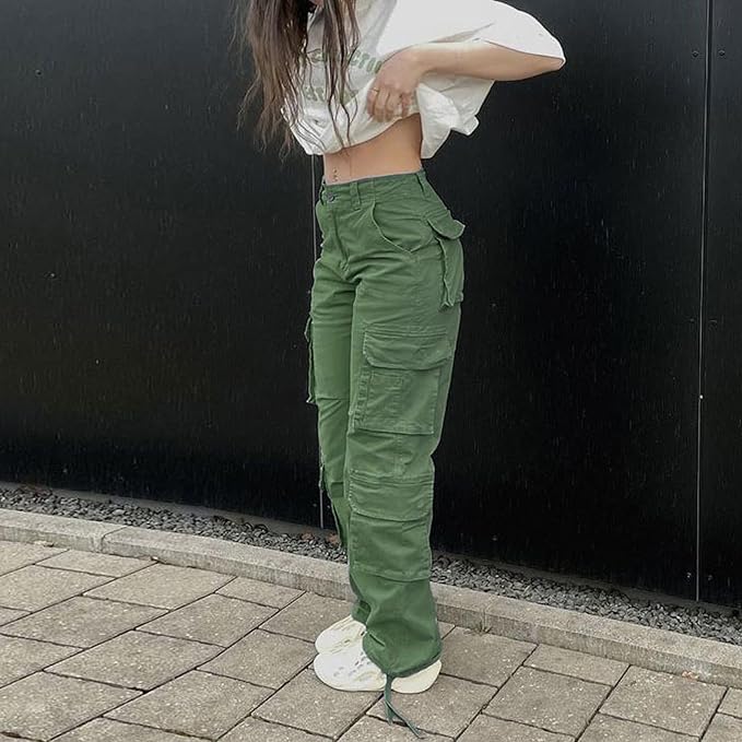 Olive Green Multi-Pocket Cargo