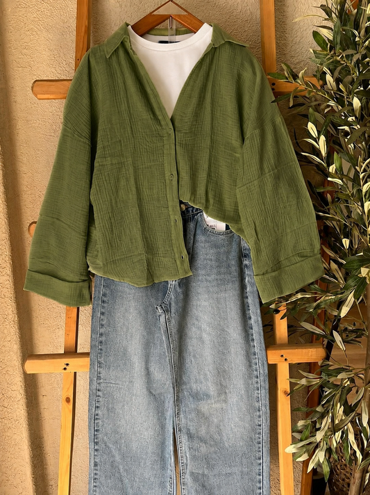 Olive green Button-Down Shirt COMBO