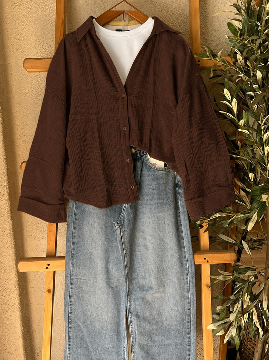 Chocolate Brown Button-Down Shirt  combo
