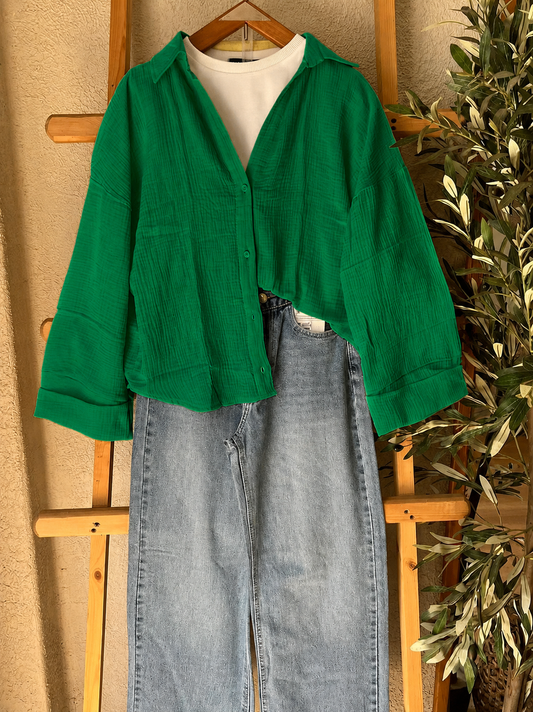 Emerald Green Button-Down Shirt  combo