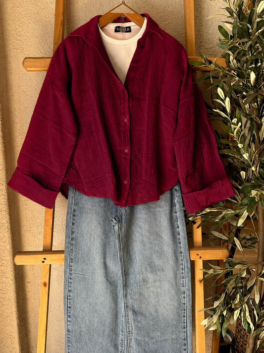 Burgundy Button-Down Shirt  combo