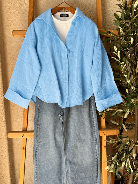 Sky blue Button-Down Shirt  combo