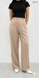 Beige Wide-Leg Formal Pants – Minimal Elegant Design