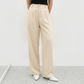 Cream  Wide-Leg Formal Pants – Soft Neutral Office Look