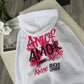 White Hoodie – ‘Amor Amour’ Red Graffiti Style Print