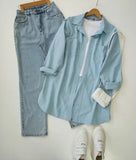 Sky blue Button-Down Shirt 3-piece combo