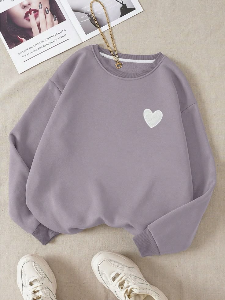 Lavender Heart Sweatshirt – Minimal & Cute
