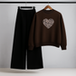 A Brown Leopard Heart  Sweatshirt & Trouser Set