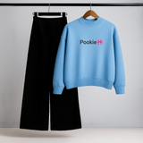 Pookie Text Sky Blue Sweatshirt & Trouser Set