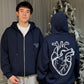 Navy Couple Anatomical Heart Hoodie