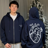 Navy Couple Anatomical Heart Hoodie
