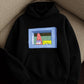 Retro Cartoon Window Print Hoodie – Black Oversized Hoodie