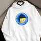 Cute Character Round Graphic Hoodie – White Casual Wear