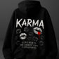 KARMA Graphic Black Hoodie – Streetwear Back Print Hoodie