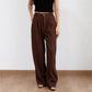Chocolate Brown Wide-Leg Pants – Tailored Formal Fit