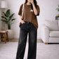 Brown Oversized T-Shirt with Black Wide-Leg Pants Set