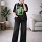Black Graphic T-Shirt with Black Wide-Leg Pants Set