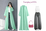 ZODIC Mint Breeze Open Abaya Combo