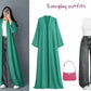 ZODIC Teal Grace Open Abaya Combo