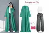 ZODIC Teal Grace Open Abaya Combo