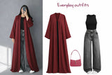 ZODIC Royal Maroon Open Abaya Combo