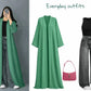 ZODIC Fresh Green Open Abaya Combo