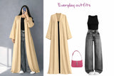 ZODIC Sand Beige Open Abaya Combo