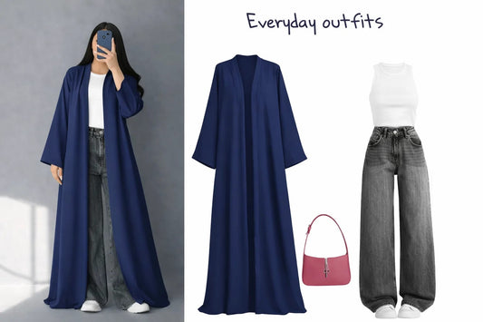 ZODIC Deep Navy Classic Abaya Combo