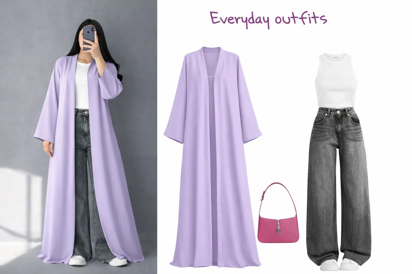 ZODIC Pastel Lilac Grace Abaya Combo