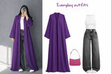 ZODIC Plum Luxe Open Abaya Combo