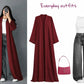 ZODIC Maroon Classic Open Abaya Combo