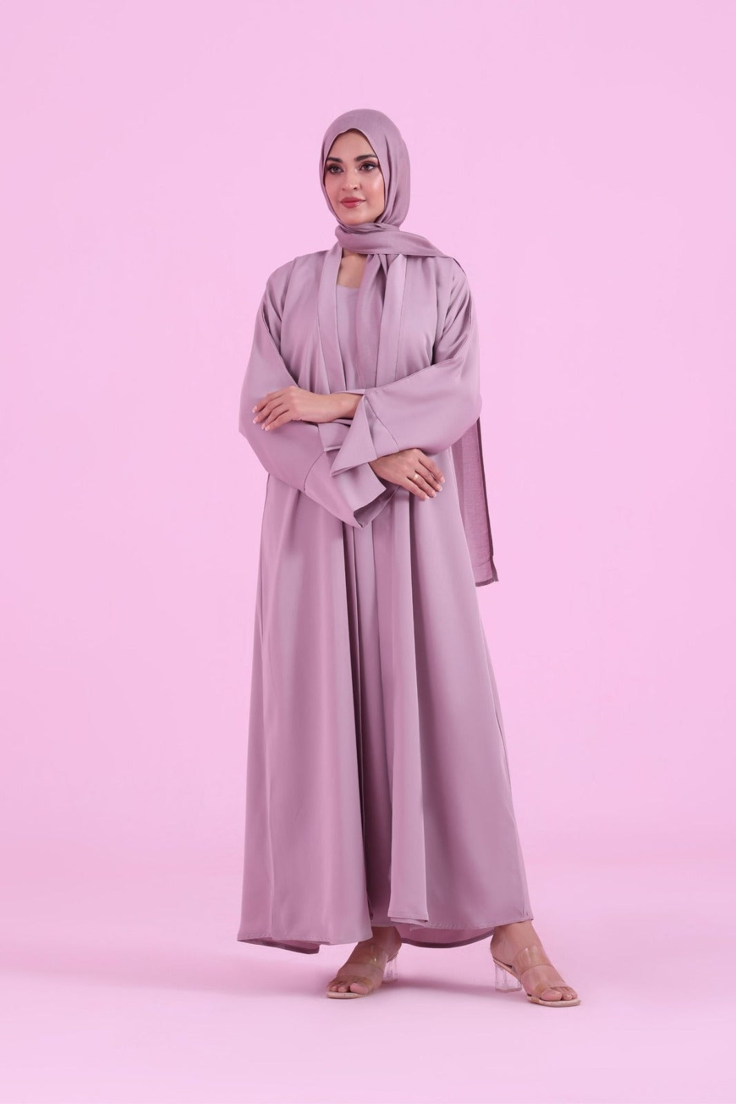 Basic Kimono Style Abaya - Nude Pink