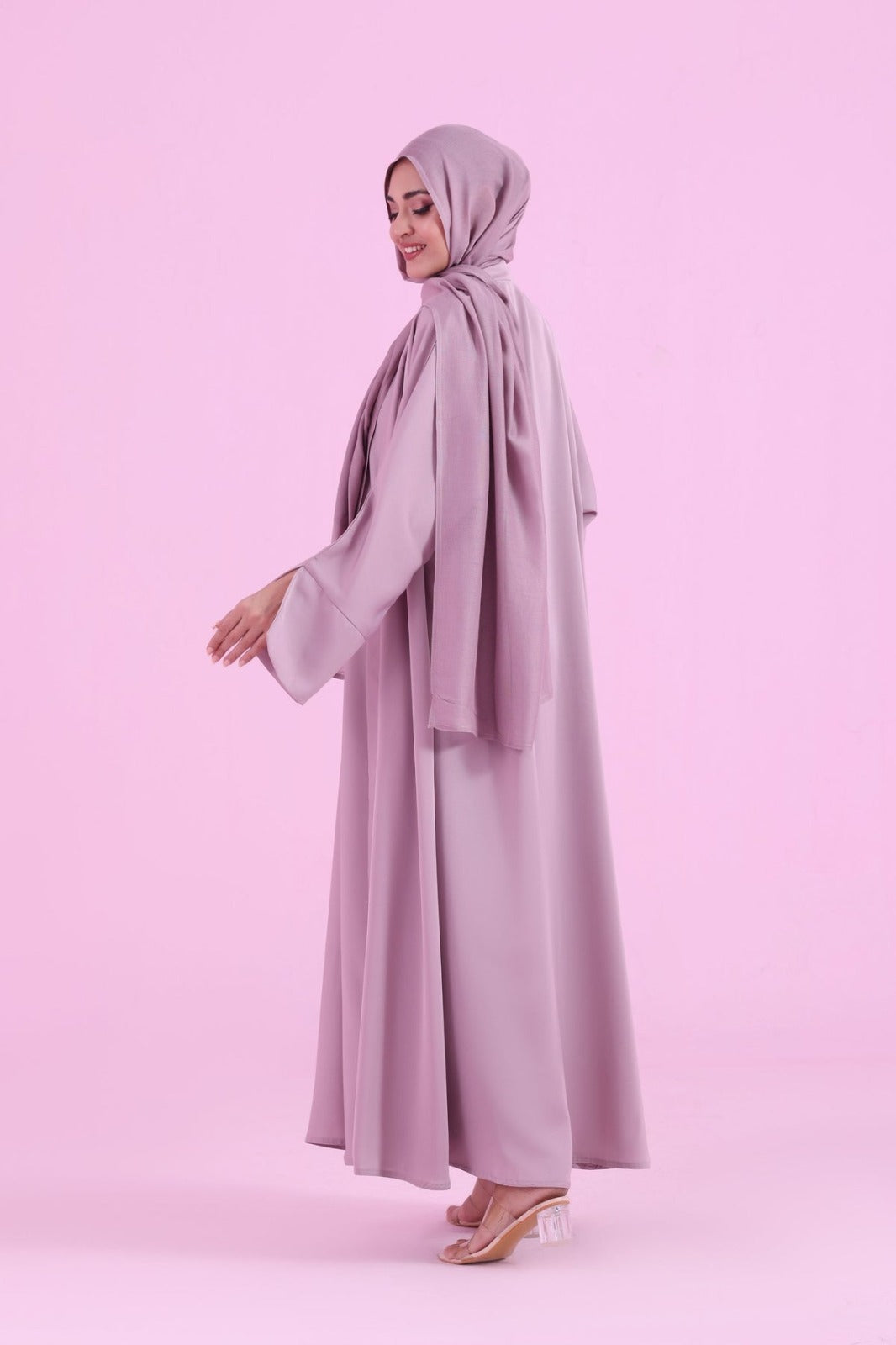 Basic Kimono Style Abaya - Nude Pink