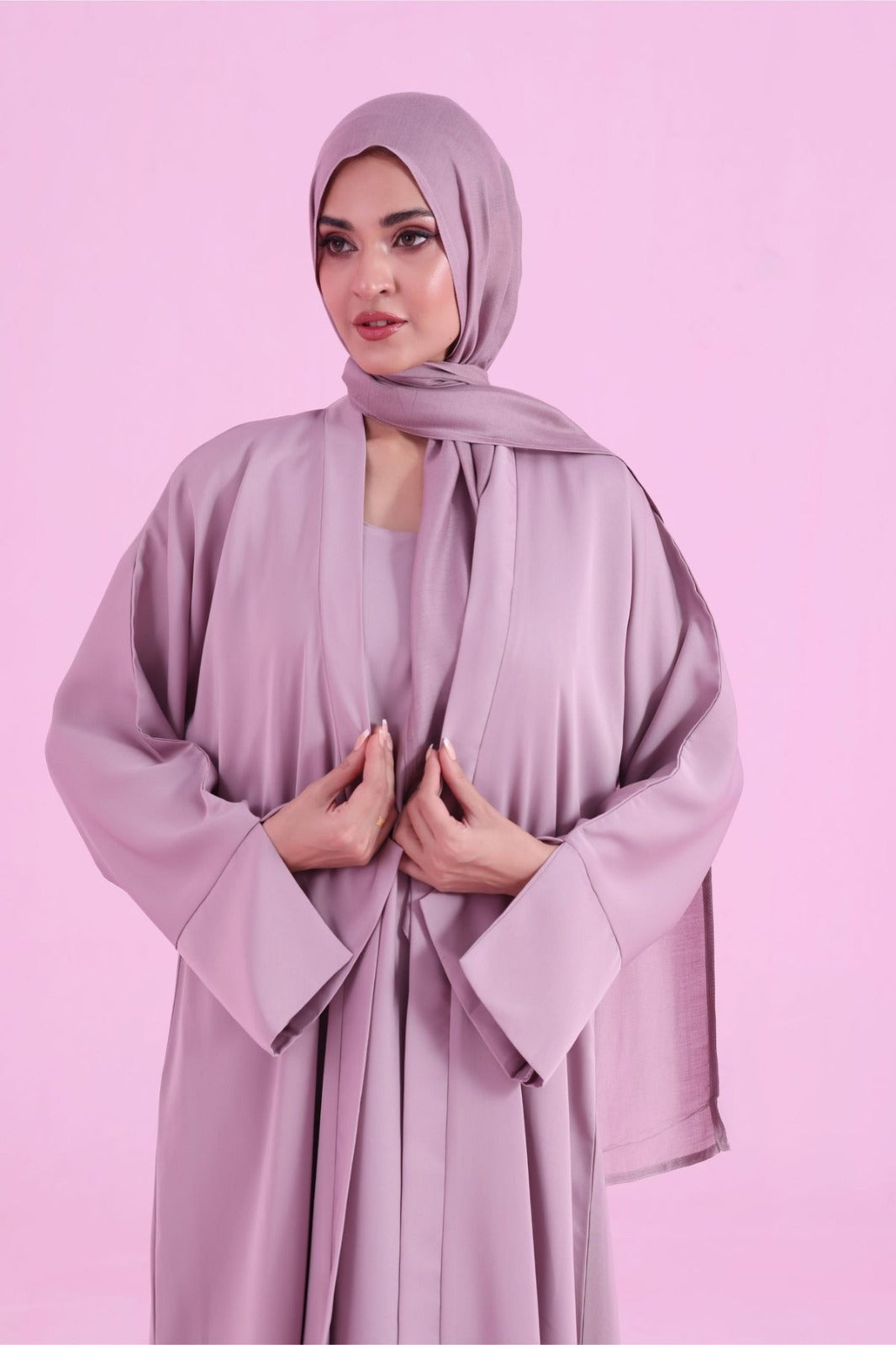 Basic Kimono Style Abaya - Nude Pink