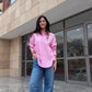 2-piece stripped button down shirt and  wide leg pants combo