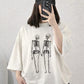 White Skeleton Graphic Drop Shoulder T-Shirt – Oversized Streetwear Tee