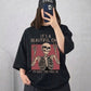 Black Skeleton Quote Drop Shoulder T-Shirt – Oversized Streetwear Tee