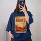 Blue “Visit Mars” Drop Shoulder T-Shirt – Retro Oversized Streetwear Tee