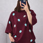 Oversized Drop Shoulder Graphic T-Shirt – Burgundy Ice cream Print