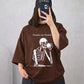 Brown Skeleton Graphic Drop Shoulder T-Shirt – Casual Loose Fit Tee