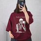 Maroon Skeleton Couple Drop Shoulder T-Shirt – Trendy Oversized Tee
