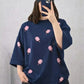 Oversized Drop Shoulder Graphic T-Shirt – Navy Blue Ice cream Print